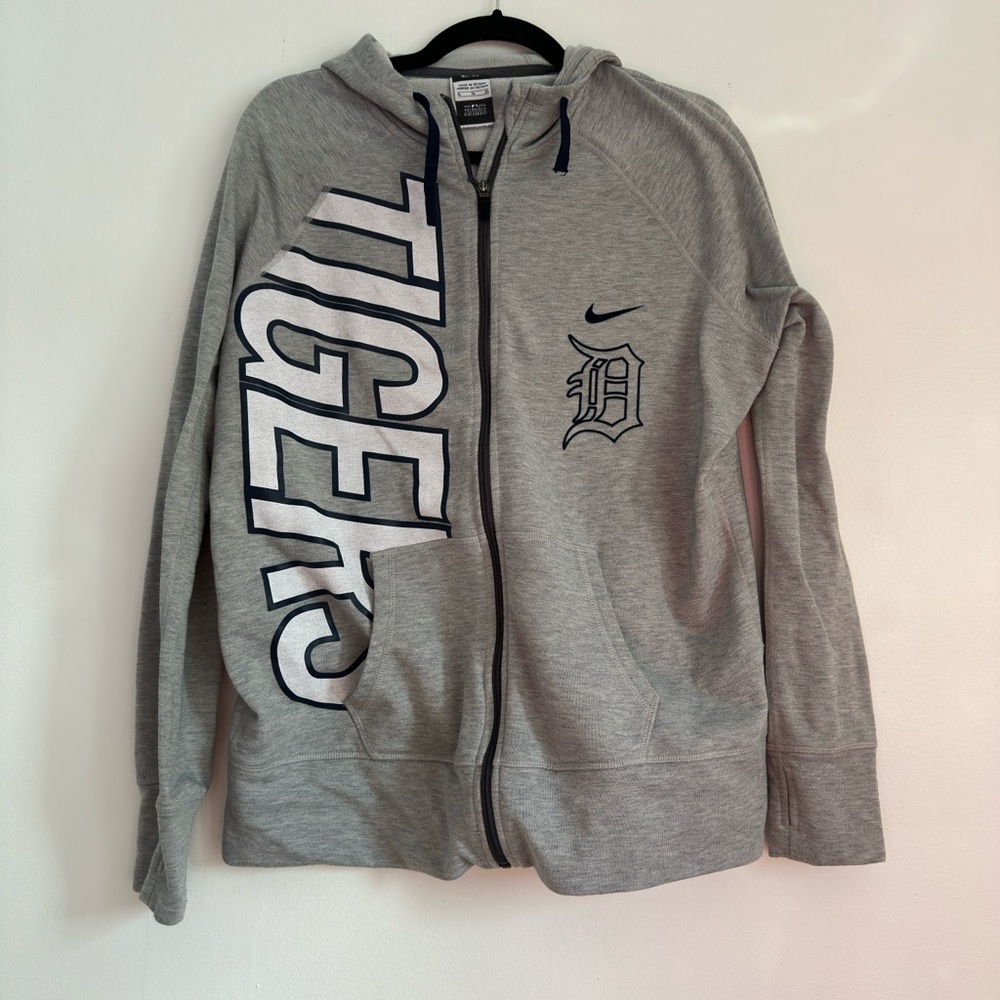 Nike Gray Zip-Up Hoodie‎ with Navy Accents Detroit Tigers